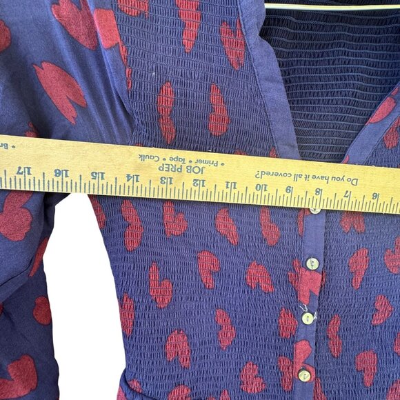 Anthropologie Maeve Women's XSmall Long Sleeve Smocked Heart Mini Dress - Picture 8 of 11